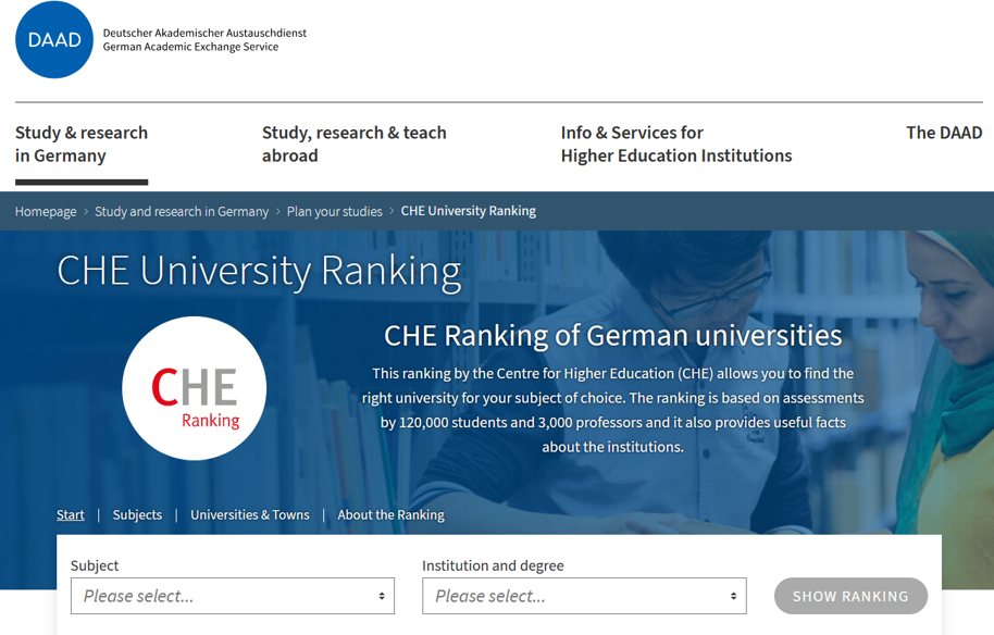 DAAD präsentiert englischsprachige Version des CHE Rankings